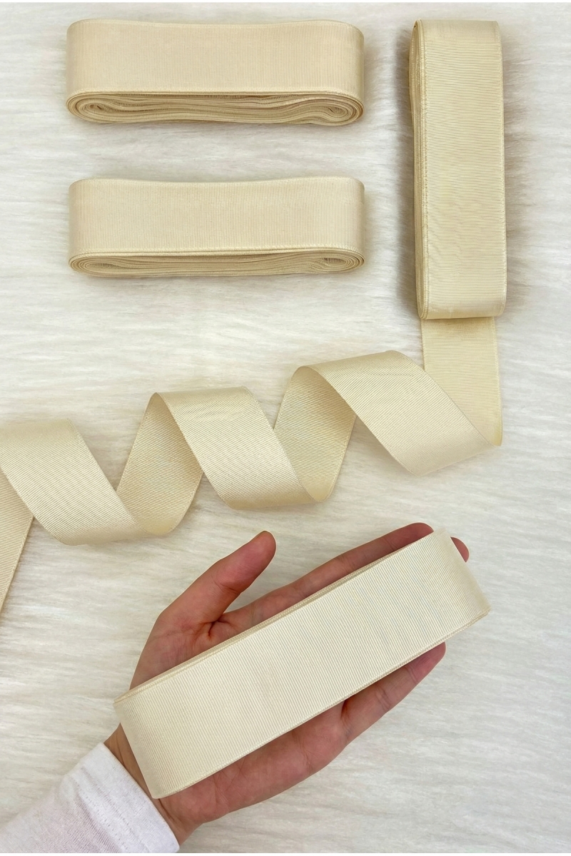 Krem Grogren Kurdele 4 Cm 10 Mt, Bohça Çeyiz Düğün Nişan Doğum Günü Hediye Paketleme Süsleme