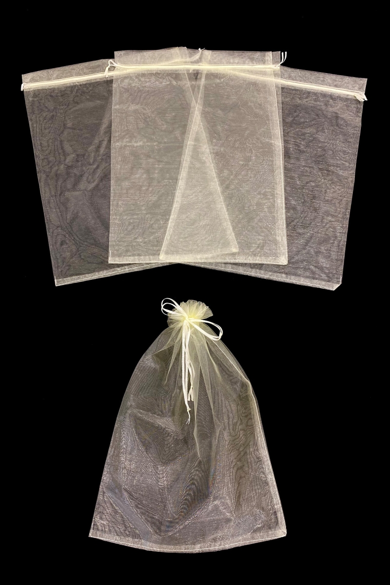 Krem Organze Şeffaf Tül Havlu Terlik Seccade Bohça Çeyiz Hediye Kesesi 5 Adet Ölçü 30x40cm