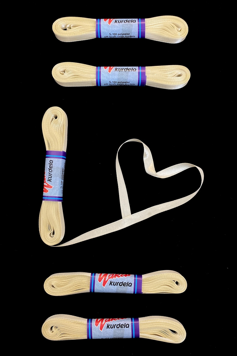 Krem Saten Kurdele 1 Cm 10 Metre, Bohça Çeyiz Özel Gün Hediye Süsleme Kurdelesi