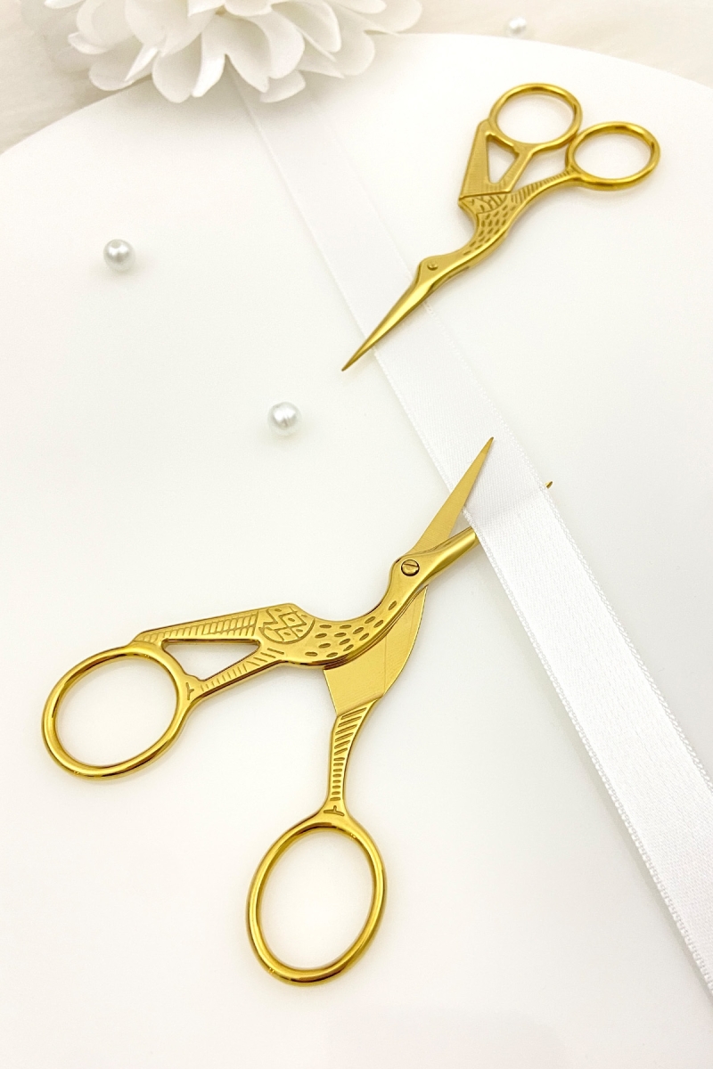 Kuğu Model Söz Nişan Makası Gold, Kurdele Açılış Özel Gün Merasim Dikiş Nakış Makası