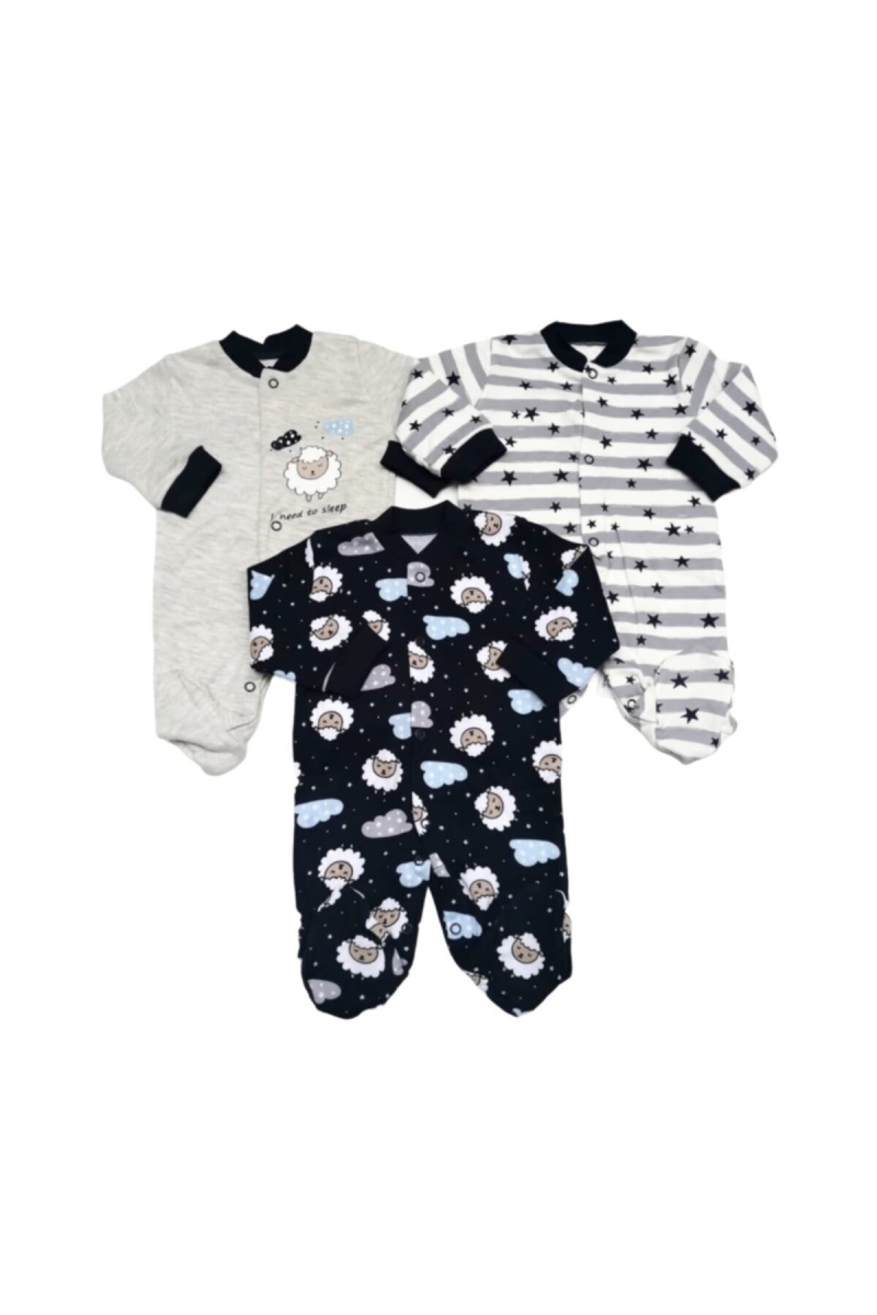 Kuzulu Bulutlu 3'lü Zıbın Set