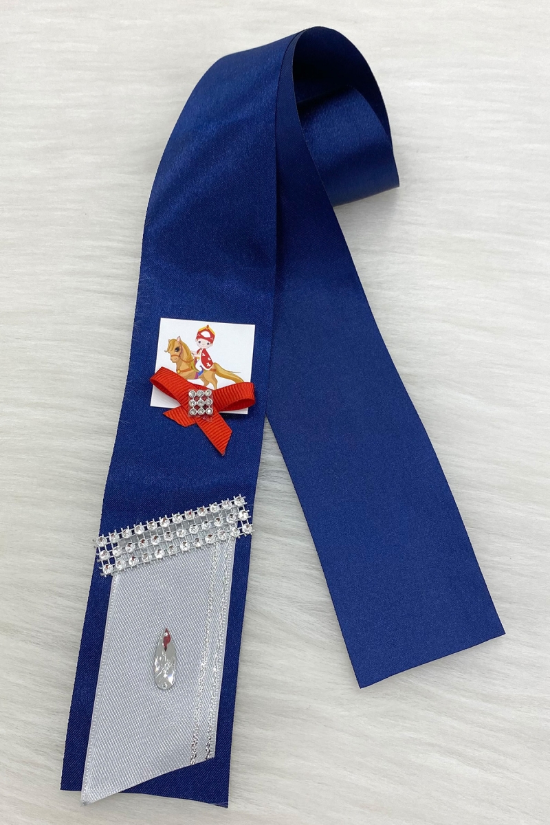 Lacivert Atlı Çocuk Figürlü Sünnet Takı Kurdele; Sünnet Düğünü, Kına, Mevlüt Takı Kemeri