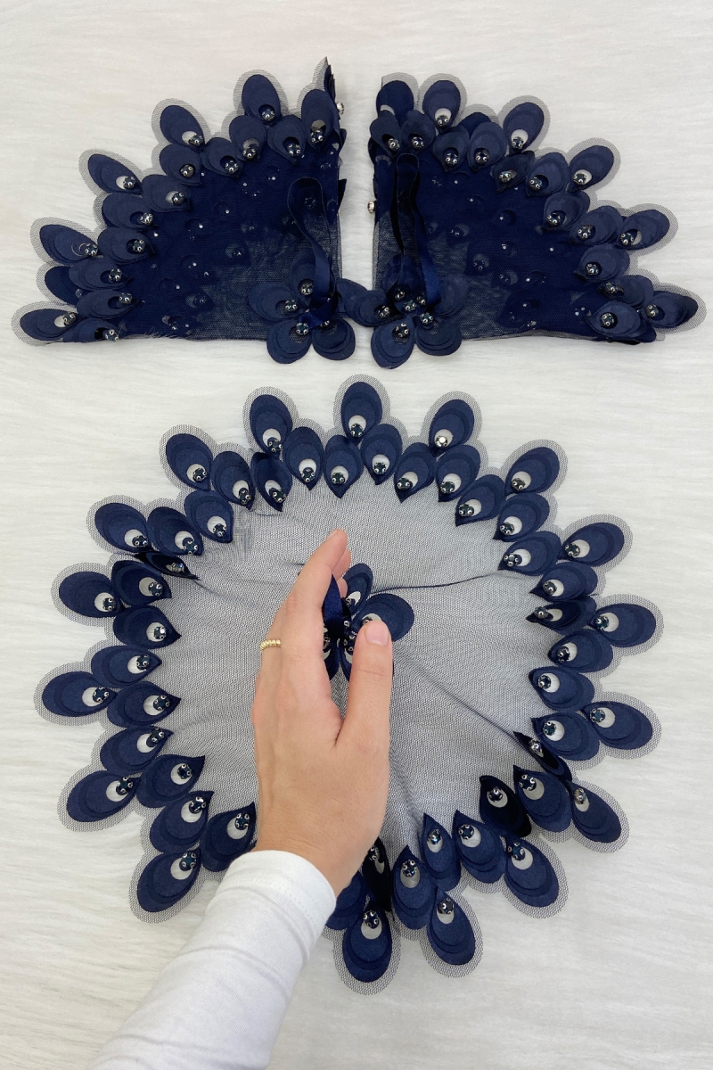 Lacivert Gelin Damat Mendili ParlakTaş Detaylı Düğün Halay Nedime Söz Nişan Kına Sünnet Bride Mendil