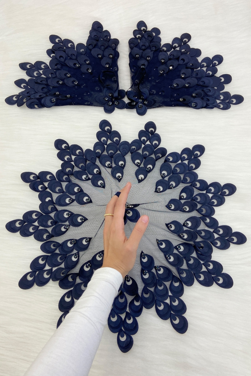 Lacivert Gelin Damat Mendili ParlakTaş Detaylı Düğün Halay Nedime Söz Nişan Kına Sünnet Bride Mendil