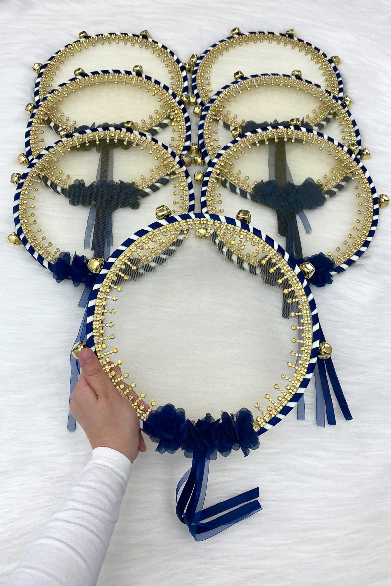 Lacivert Gelin Nedime Tefi, Çiçek Ve Sultan Taşlı, Düğün Kına Gecesi Bride Sünnet Parti Defi 1 Adet