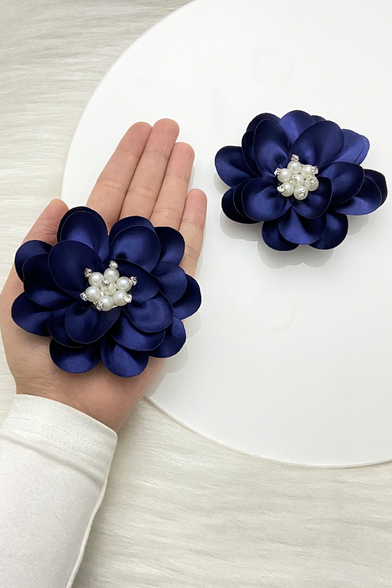 Lacivert İncili Parlak Taşlı Gelin El Gülü, Damat, Nedime Bileklik, Düğün Kına Söz Bride, 2 Adet