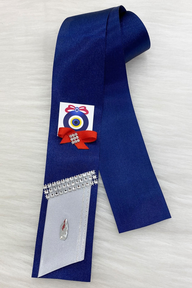 Lacivert Nazar Boncuk Figürlü Sünnet Takı Kurdele; Sünnet Düğünü, Kına, Mevlüt Takı Kemeri