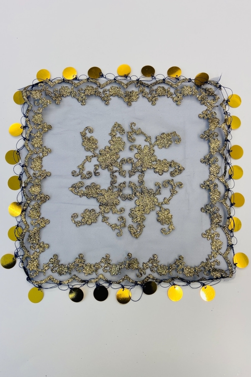 Lacivert Pullu Simli Halay Mendili, Gelin Halay Mendili, 5 Adet