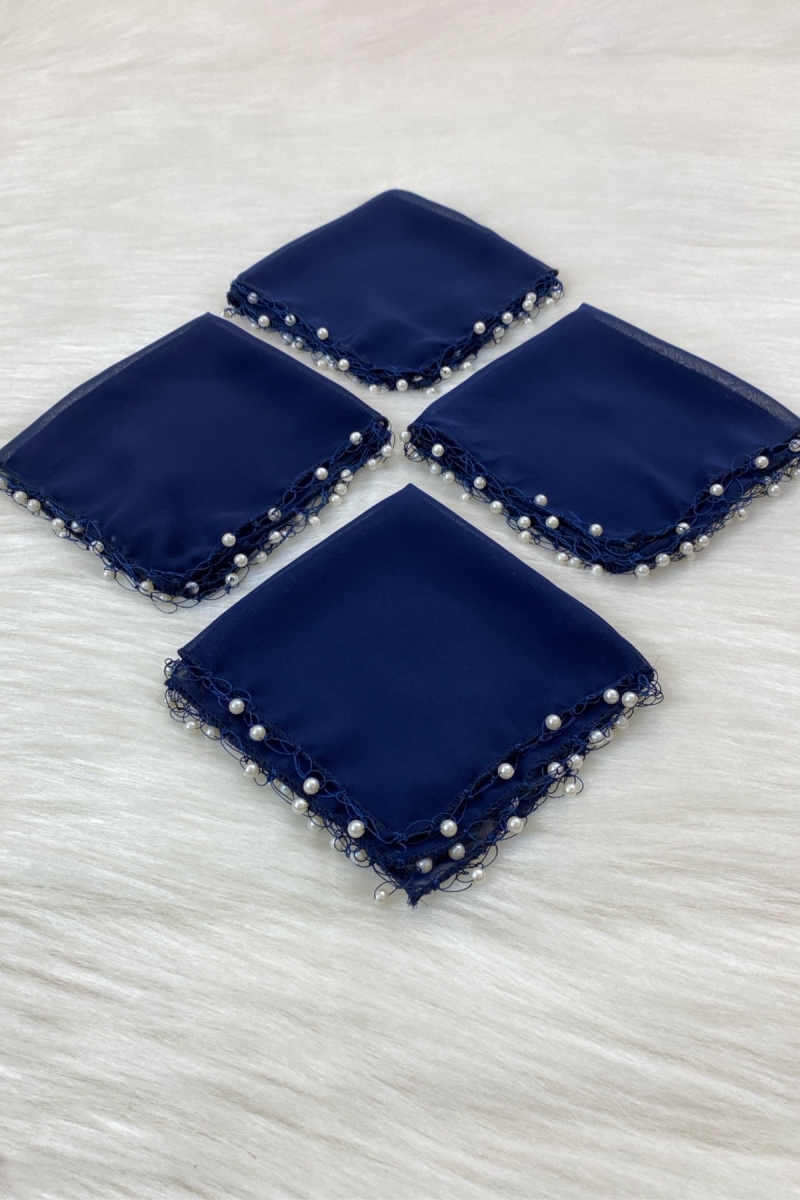 Lacivert Şifon Gelin Damat Mendili, Düğün Halay Nedime Bride Parti Kına Nişan Sünnet Hediye, 1 Adet