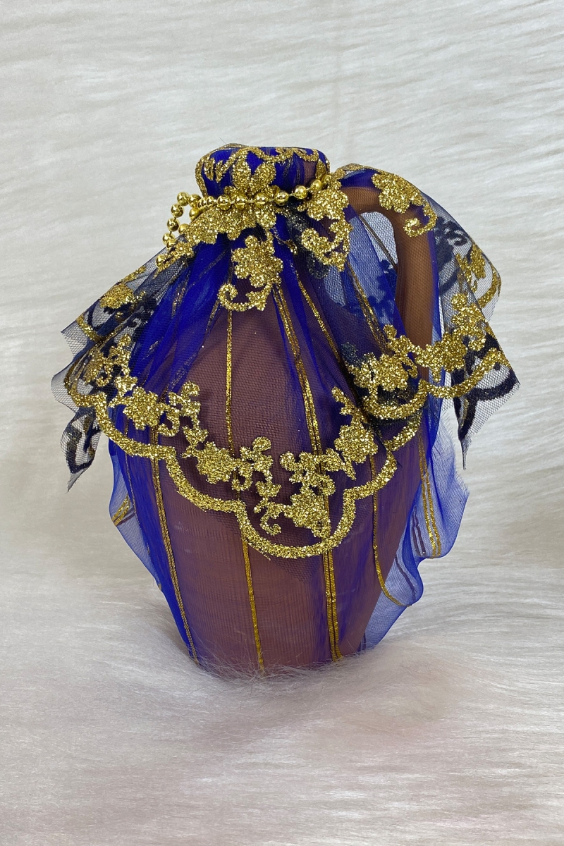 Lacivert Testi, Süslü Gelin Kına Gecesi Testisi, Düğün Kına Küpü, Toprak Testi