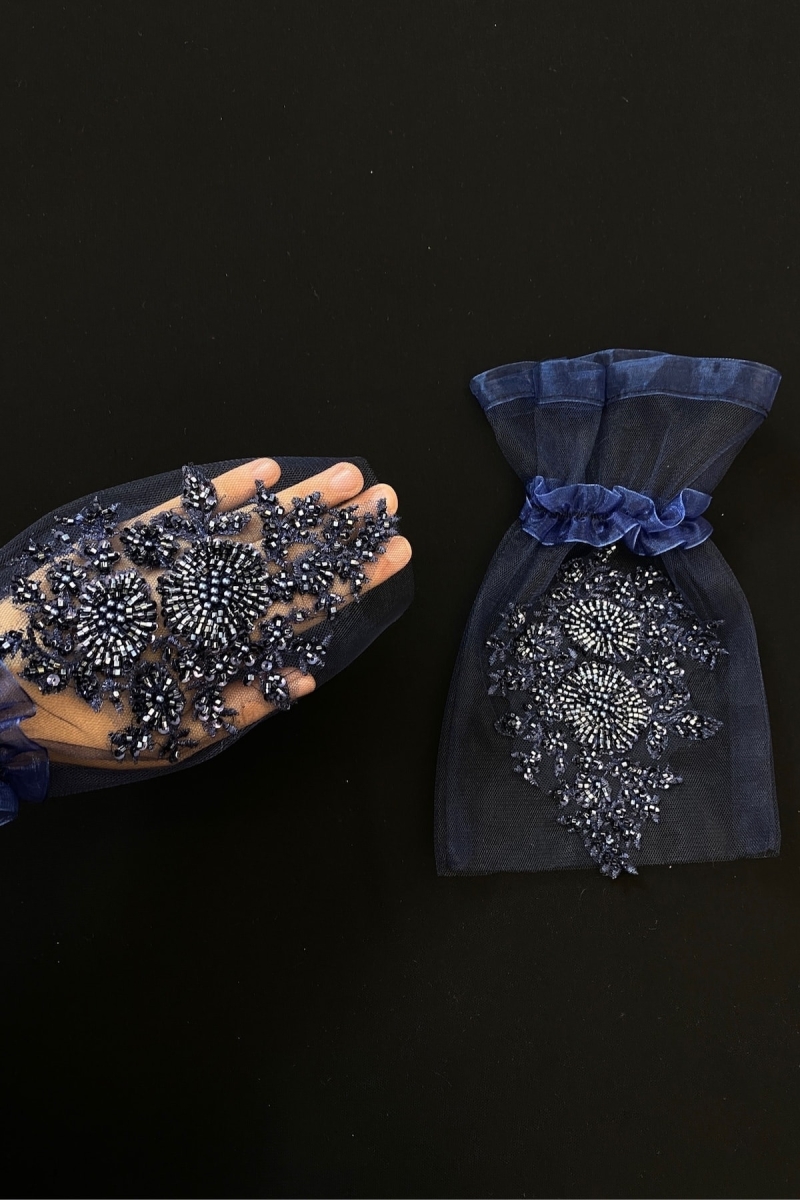 Lacivert Vip Delux Gelin Eldiveni, Kına Eldiveni