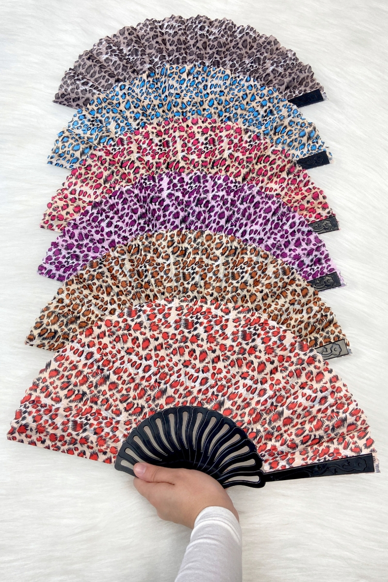 Leopar Desenli Karışık Renk Gelin Nedime Yelpazesi, Bride Bekarlığa Veda Partisi Kına Hediye 6 Adet