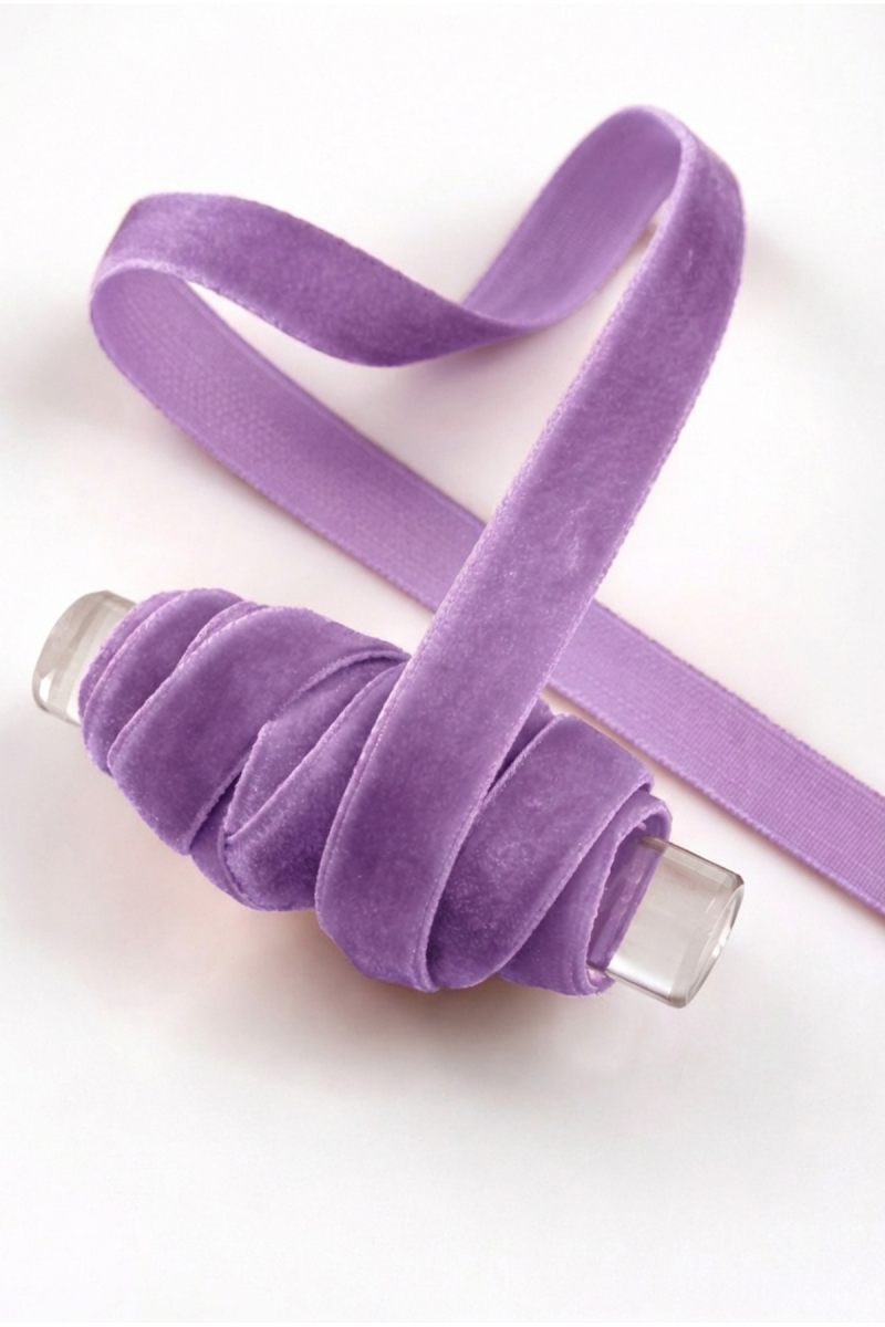 Lila Kadife Kurdele 1cm 5mt, Gelin, Bohça, Nişan, Çeyiz, Nikah, Hediye, Şeker, Süsleme