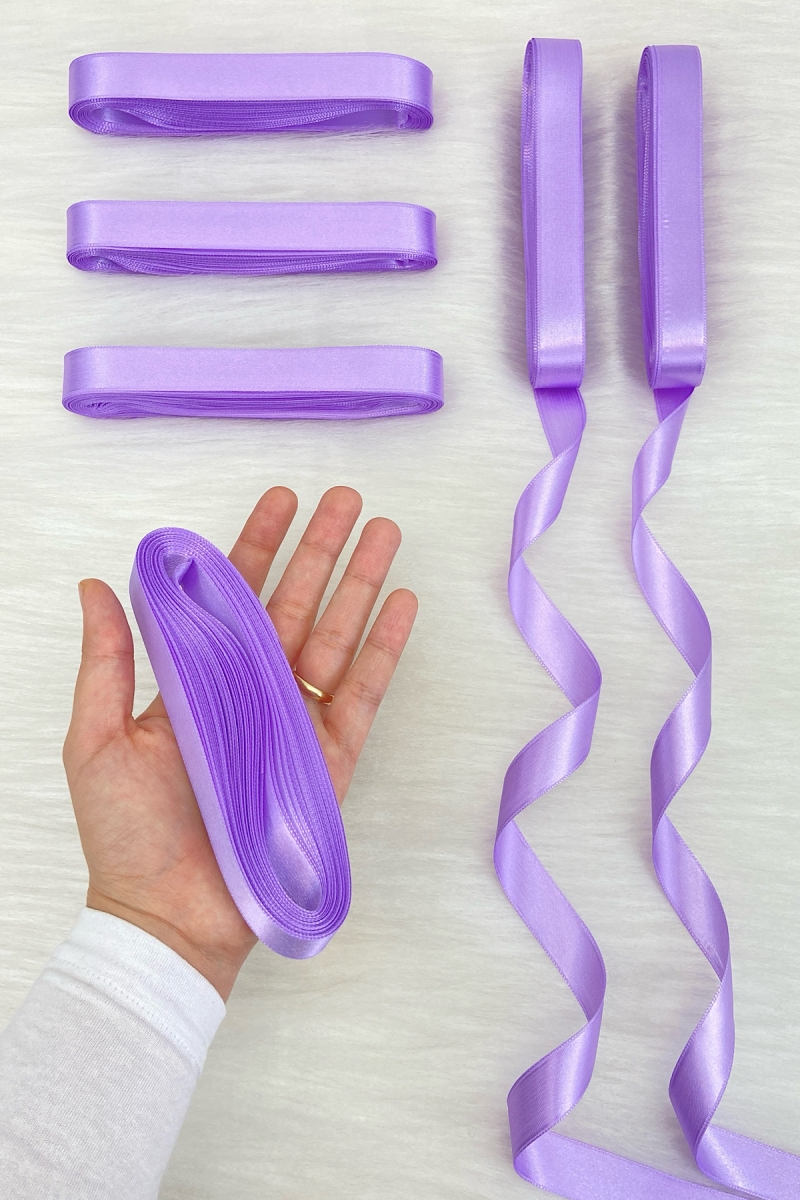 Lila Saten Kurdele 2 Cm 10 Mt, Bohça Çeyiz Nikah Kına Sünnet Söz Doğum Günü Parti Hediye Süsleme