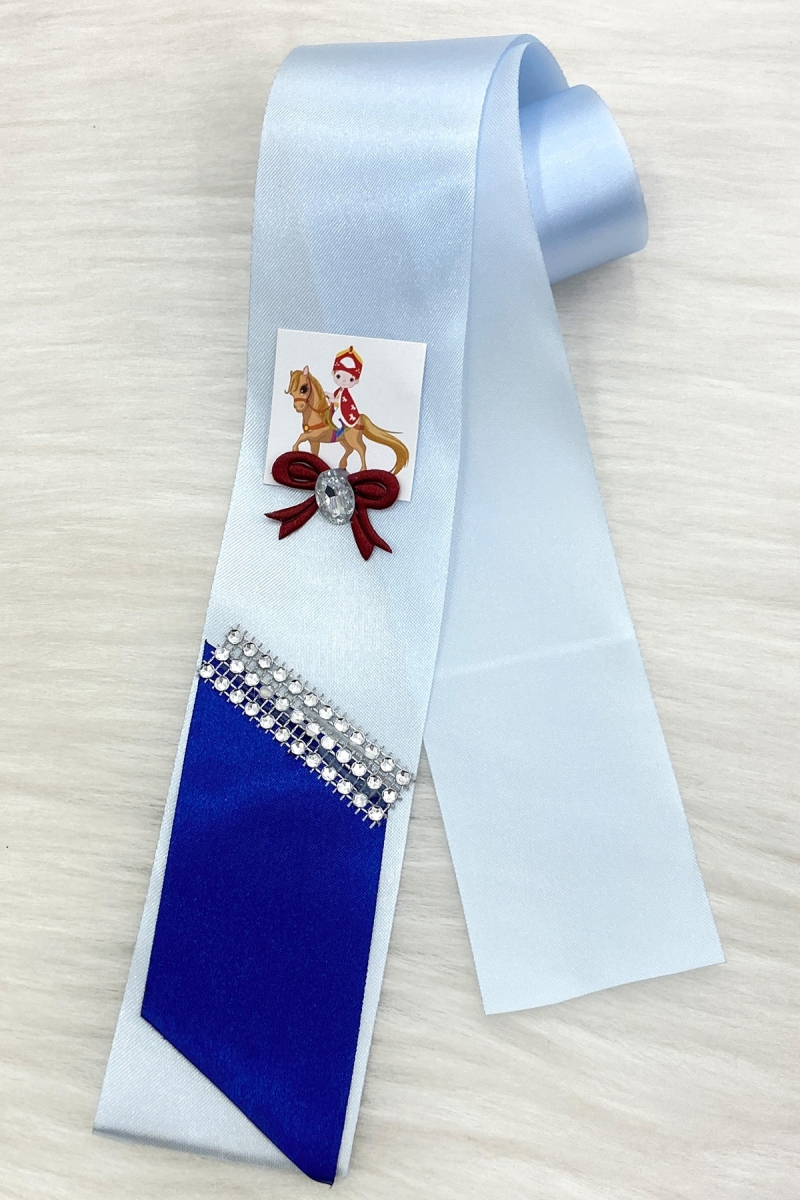 Mavi Atlı Çocuk Figürlü Sünnet Takı Kurdele; Sünnet Düğünü, Kına, Mevlüt Takı Kemeri