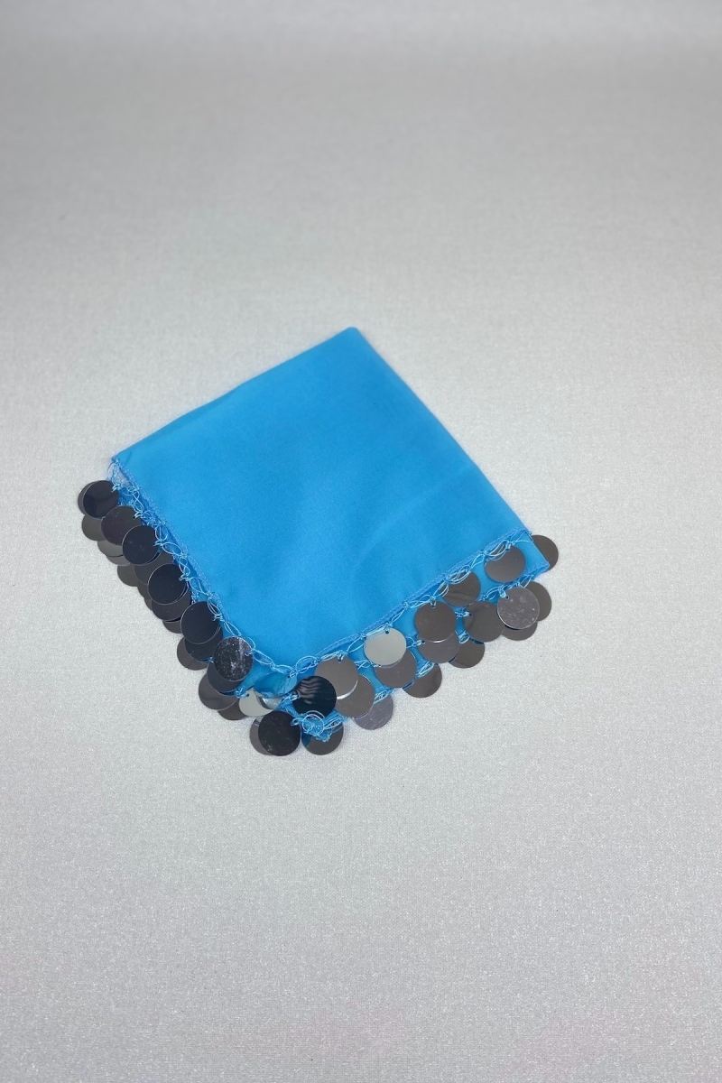 Mavi Gümüş Lüks Şifon Halay Mendili 1 Adet