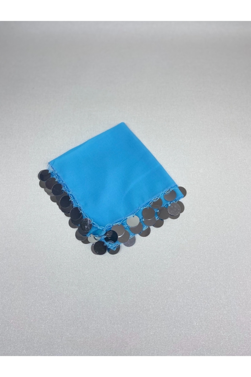 Mavi Gümüş Şifon Gelin Nedime Halay Mendil 5 Adet Kına Gecesi Malzemesi