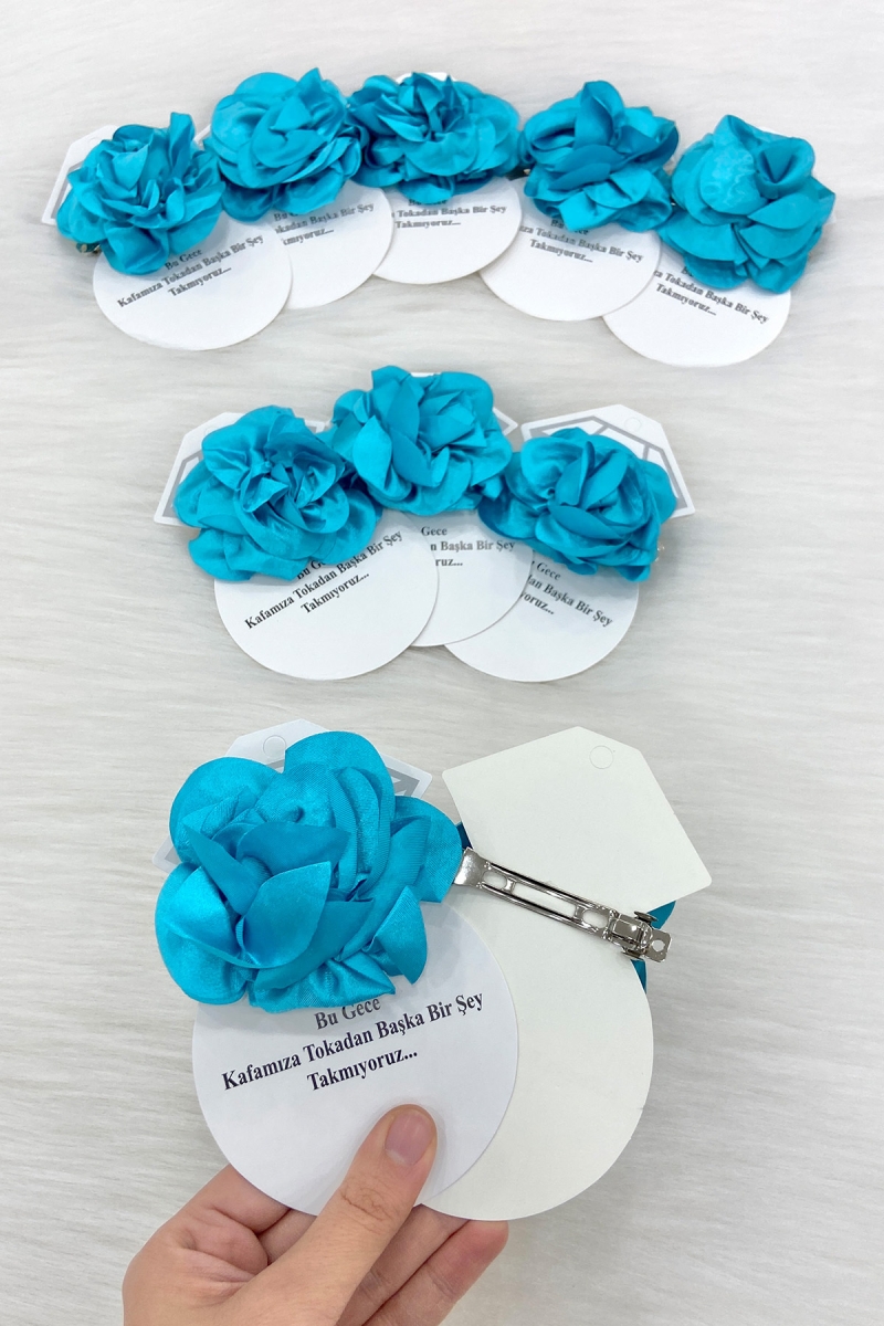 Mavi Hediyelik Toka Klipsli, Kına Gecesi Nedime Bride Bekarlığa Parti Nişan Düğün Sünnet, 10 Adet