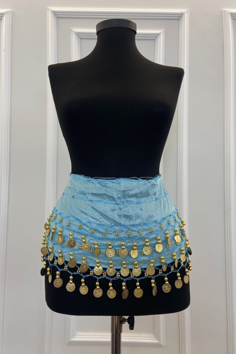 Mavi Şakira Oryantal Dansöz Dans Kemeri Pullu Zilli Kına Oyun Eğlence Nedime Düğün Shakira Kemer