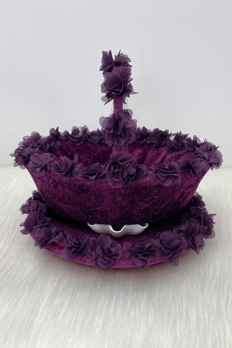 Mor Gelin Kına Gecesi Tepsi Ve Sepeti, Düğün, Sünnet, Nişan, Söz, Kadife Üç Boyutlu Lazer Çiçekli
