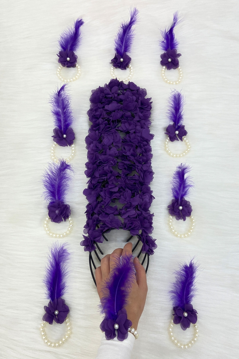 Mor Nedime Bilekliği Ve Nedime Tacı(Plastik), Kına Gecesi, Bekarlığa Veda Partisi, Bride, 20 Parça