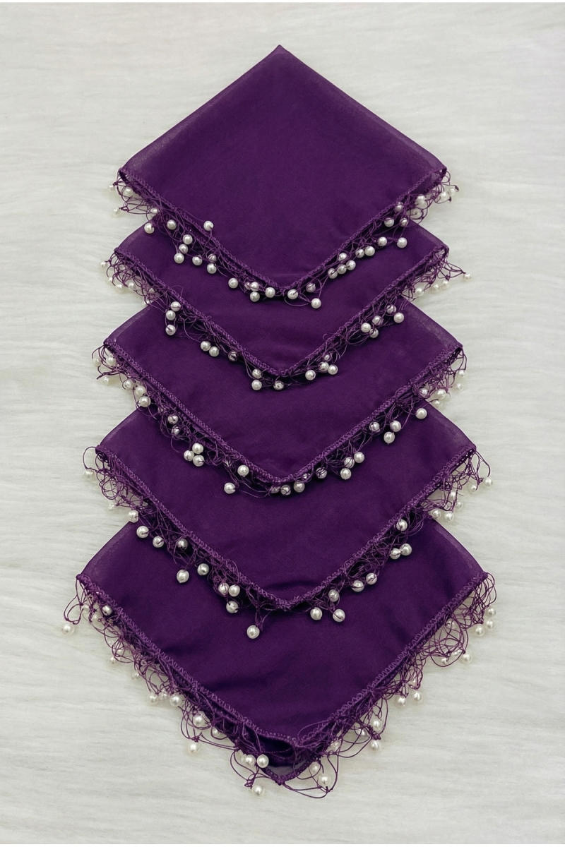 Mor Şifon Gelin Damat Mendili, Düğün Halay Nedime Bride Parti Kına Nişan Sünnet Hediye, 10 Adet