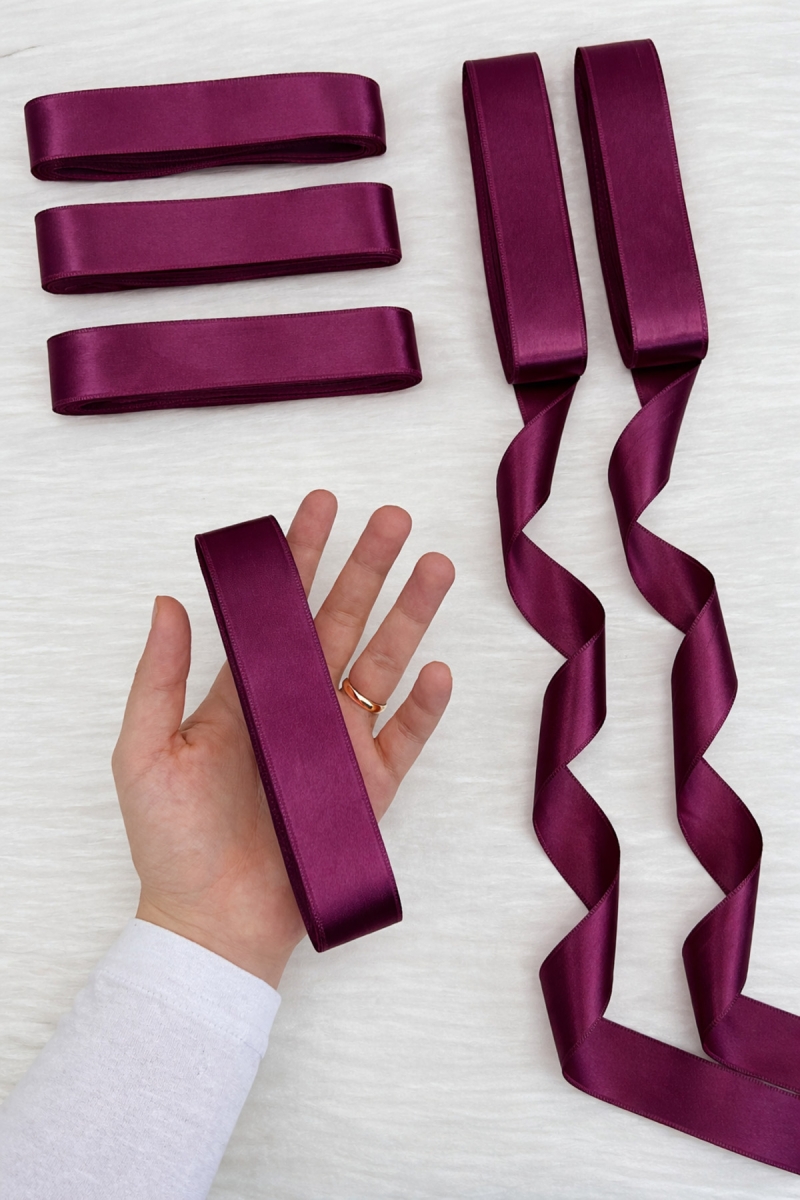 Mürdüm Saten Kurdele 3 Cm 10 Mt, Bohça Çeyiz Nikah Kına Sünnet Söz Doğum Günü Parti Hediye Süsleme