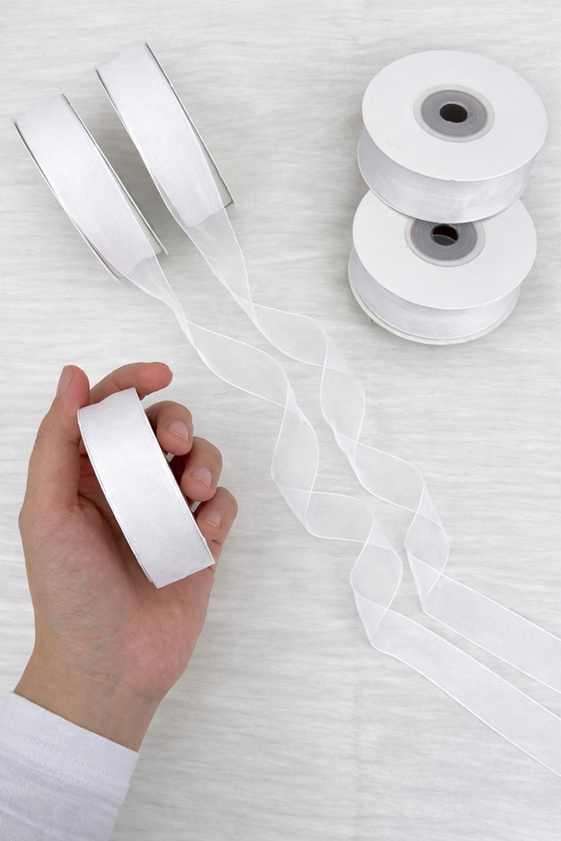 Organze Tül Kurdele Beyaz 2 cm 22 mt, Gelin, Bohça, Nişan, Çeyiz, Hediye, Paketleme, Süsleme, Nikah