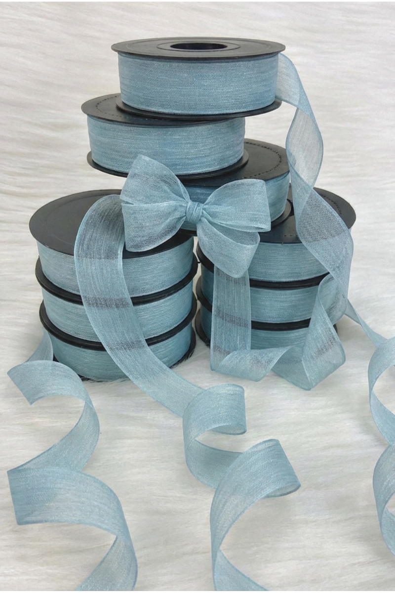 Pastel Mavi Keten Nopeli Kurdele 2,5 Cm 20 Metre, Bohça Çeyiz Özel Gün Hediye Süsleme Kurdelesi