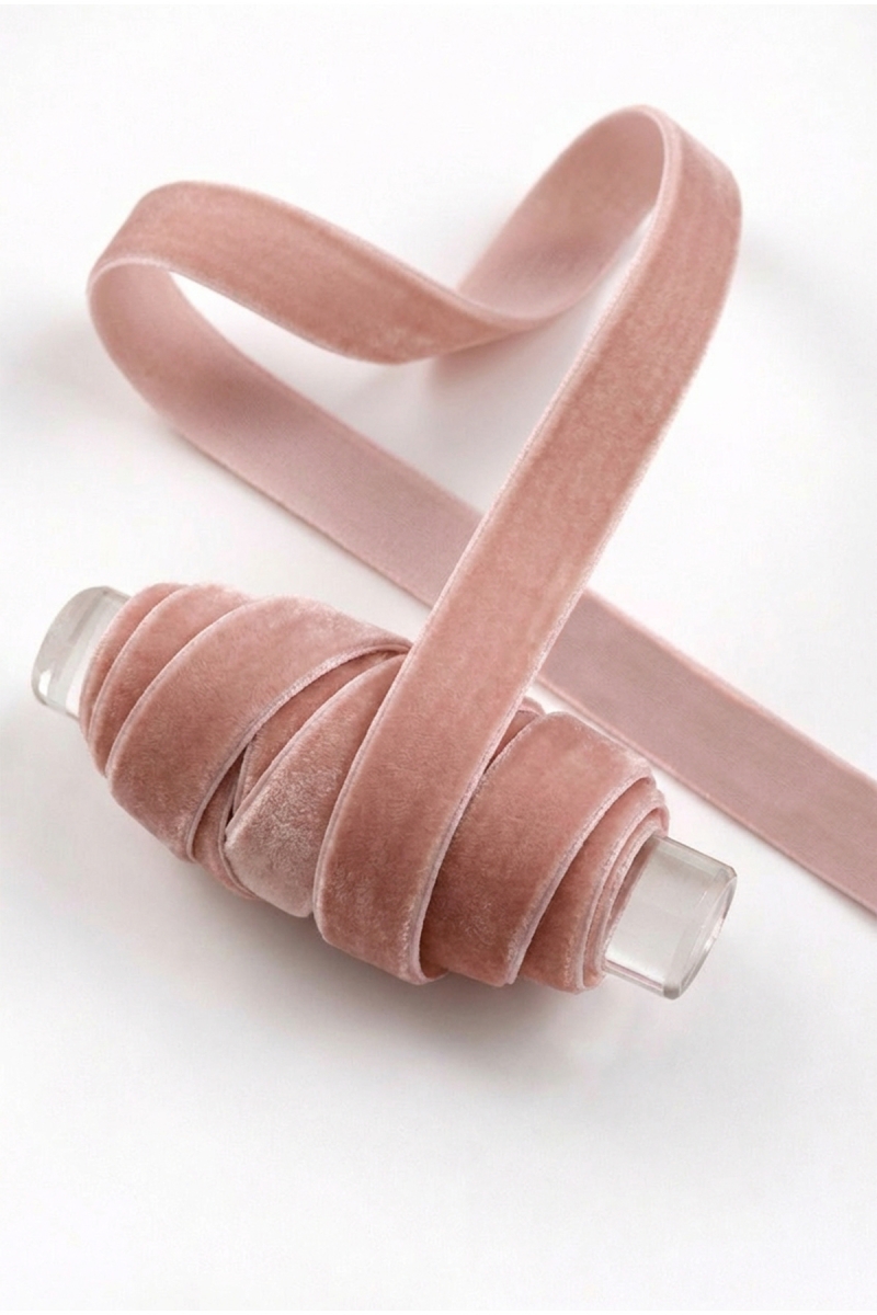 Pastel Pembe Kadife Kurdele 1cm 5mt, Gelin, Damat, Bohça, Nişan, Çeyiz, Nikah, Hediye, Süsleme