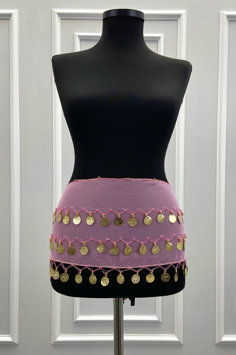 Pembe Gold Şakira Oryantal Dansöz Dans Kemeri Pullu Zilli Kına Oyun Eğlence Düğün Shakira Kemer