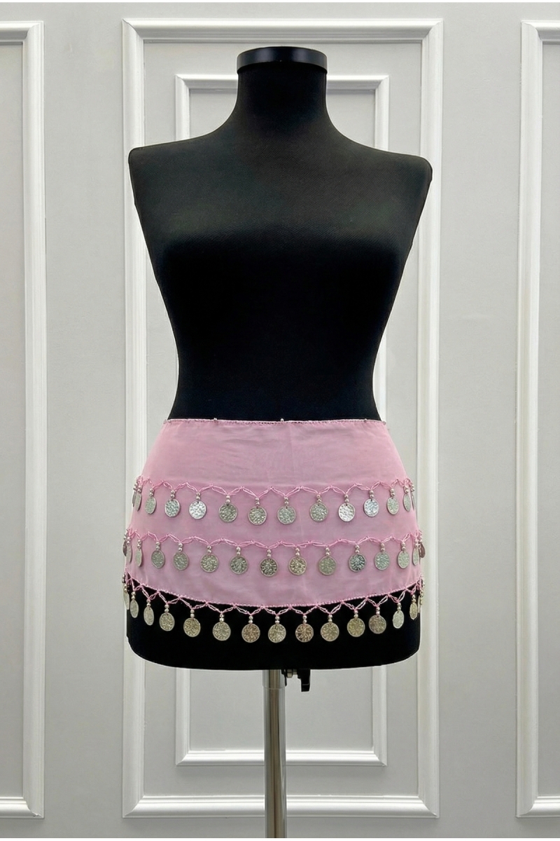 Pembe Gümüş Şakira Oryantal Dansöz Dans Kemeri Pullu Zilli Kına Oyun Eğlence Düğün Shakira Kemer