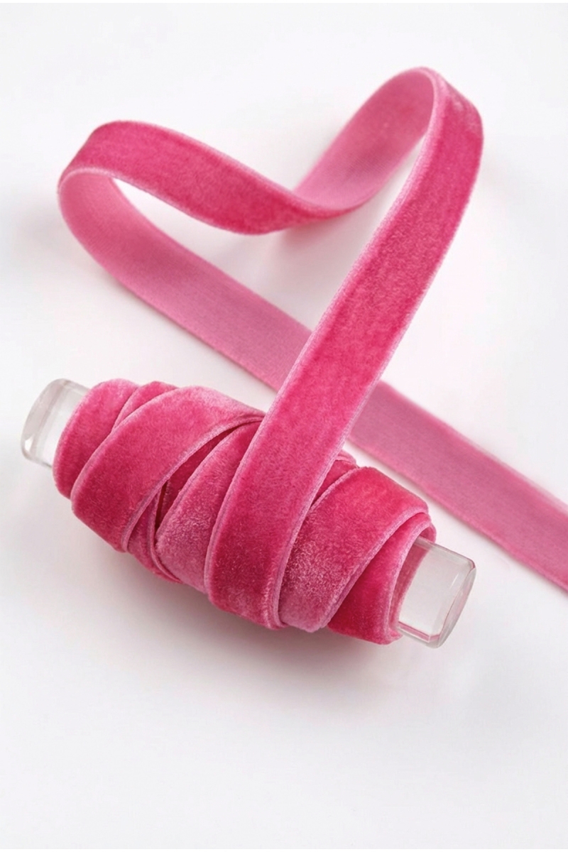 Pembe Kadife Kurdele 1cm 5mt, Gelin, Damat, Bohça, Nişan, Çeyiz, Nikah, Hediye, Şeker, Süsleme