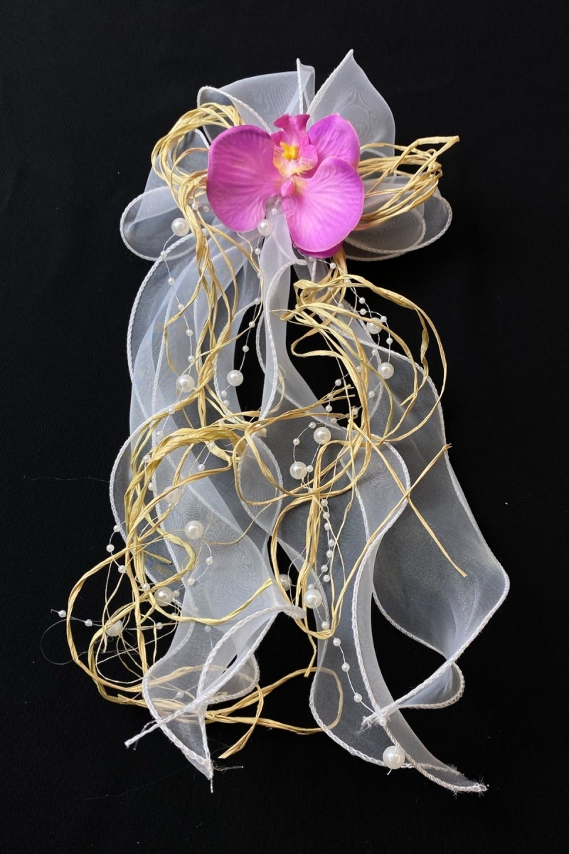 Pembe Orkide Bohça Süsü, Gelin Damat Çeyiz Düğün Nişan Konvoy Gelin Arabası Sünnet Kına Süsü 1 Adet