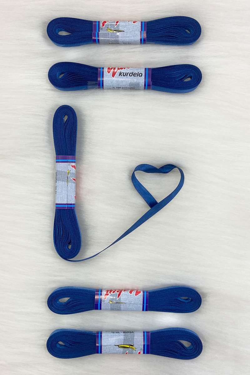 Petrol Mavisi Saten Kurdele 1 Cm 10 Metre, Bohça Çeyiz Özel Gün Hediye Süsleme Kurdelesi