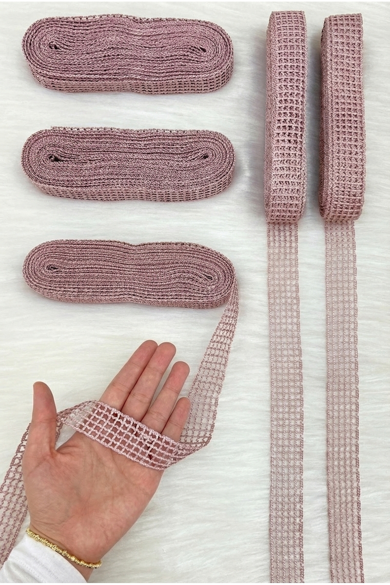 Pudra File Kurdele 2,5cm 10mt, Gelin, Damat, Bohça, Çeyiz, Nişan, Söz, Nikah, Hediye, Parti, Süsleme