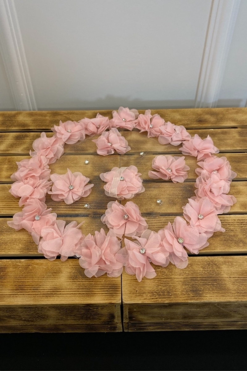 Pudra Gelin Damat Mendili, Üç Boyutlu Lazer Çiçek Ve Parlak Taşlı, Düğün Kına Sünnet Söz Nişan Halay