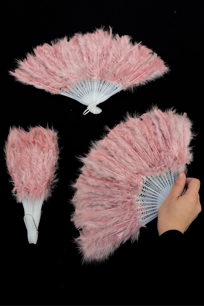 Pudra Gelin Tüylü Yelpazesi, Plastik Kına Nedime Bride Bekarlığa Veda Sünnet Yelpaze 25*40cm