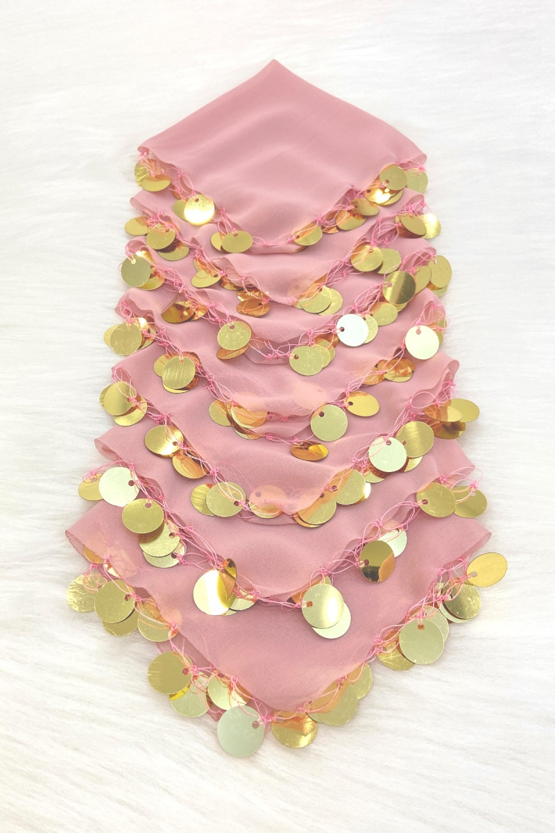 Pudra Gold Şifon Halay Mendili 1 Adet, Gelin Damat Düğün Kına Sünnet Nişan Bride