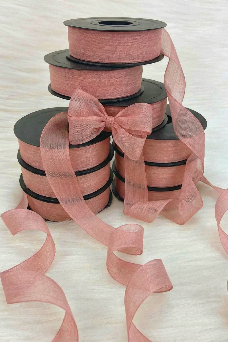 Pudra Keten Nopeli Kurdele 2,5 Cm 20 Metre, Bohça Çeyiz Özel Gün Hediye Süsleme Kurdelesi