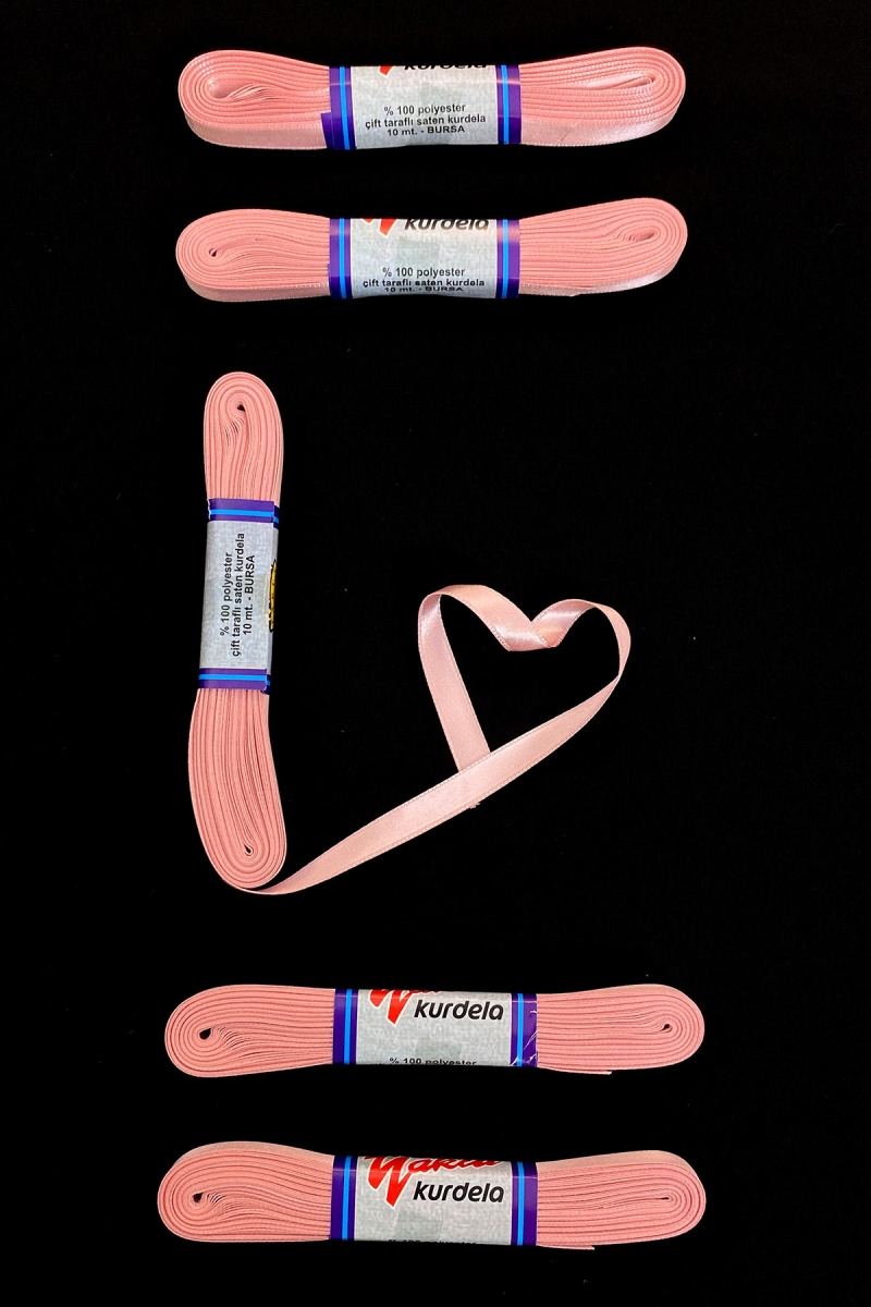 Pudra Saten Kurdele 1 Cm 10 Metre, Bohça Çeyiz Özel Gün Hediye Süsleme Kurdelesi