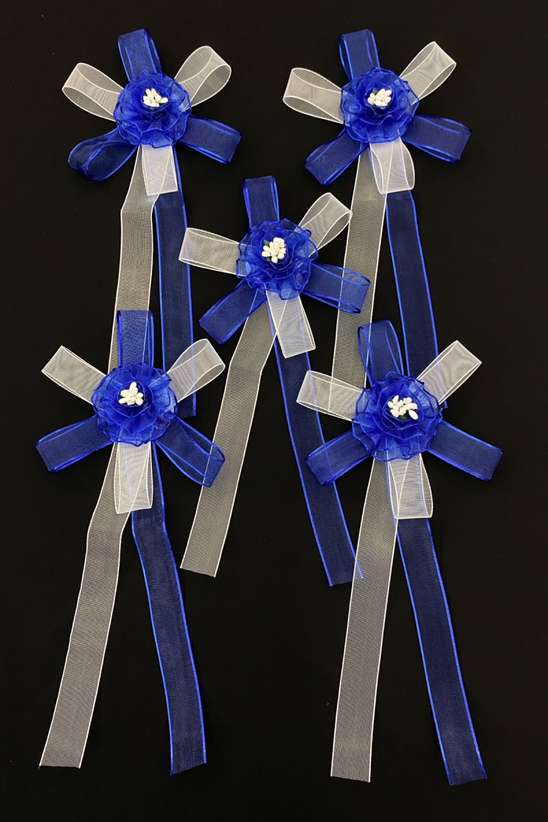 Saks Mavi Beyaz Bohça Süsü, Gelin Damat Çeyiz Düğün Nişan Söz Konvoy Arabası Sünnet Süsü 5 Adet