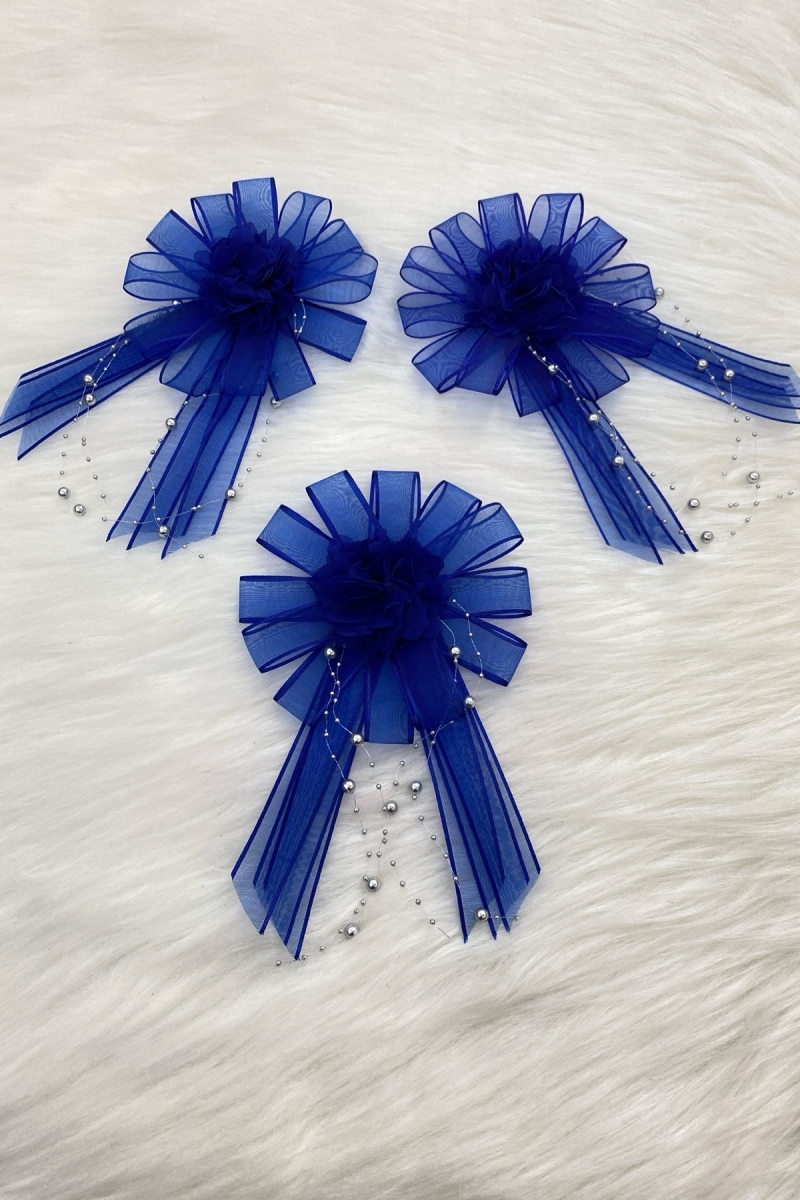 Saks Mavi Bohça Süsü, Gelin Damat Çeyiz Düğün Nişan Konvoy Gelin Arabası Sünnet Kına Süsü 5 Adet