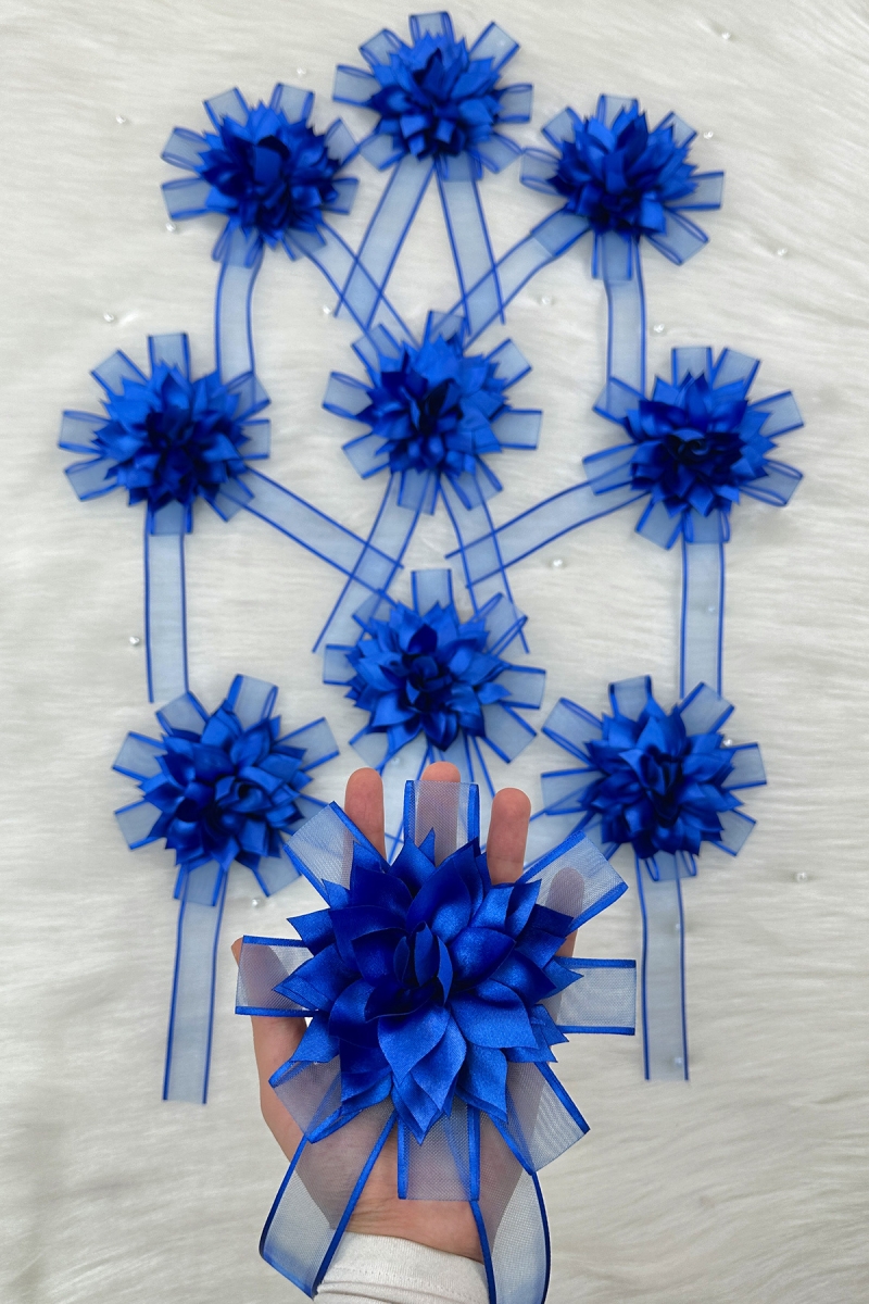 Saks Mavi Bohça Süsü, Gelin Damat Çeyiz Düğün Nişan Konvoy Gelin Arabası Sünnet Kına Süsü 5 Adet