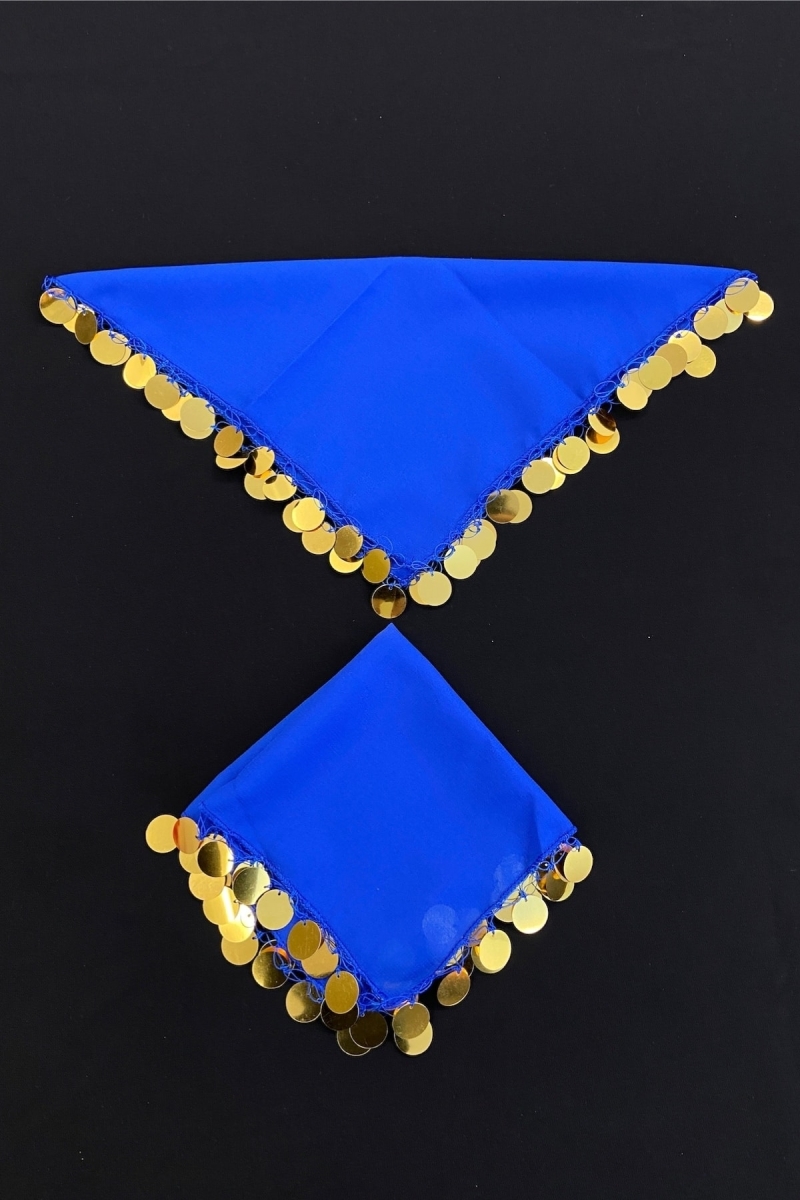 Saks Mavi Gold Lüks Şifon Gelin Nedime Halay Mendil 5 Adet Kına Gecesi Malzemesi