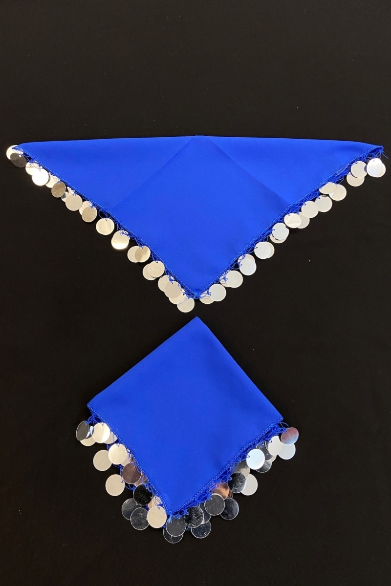 Saks Mavi Gümüş Lüks Şifon Halay Gelin El Mendili 1 Adet