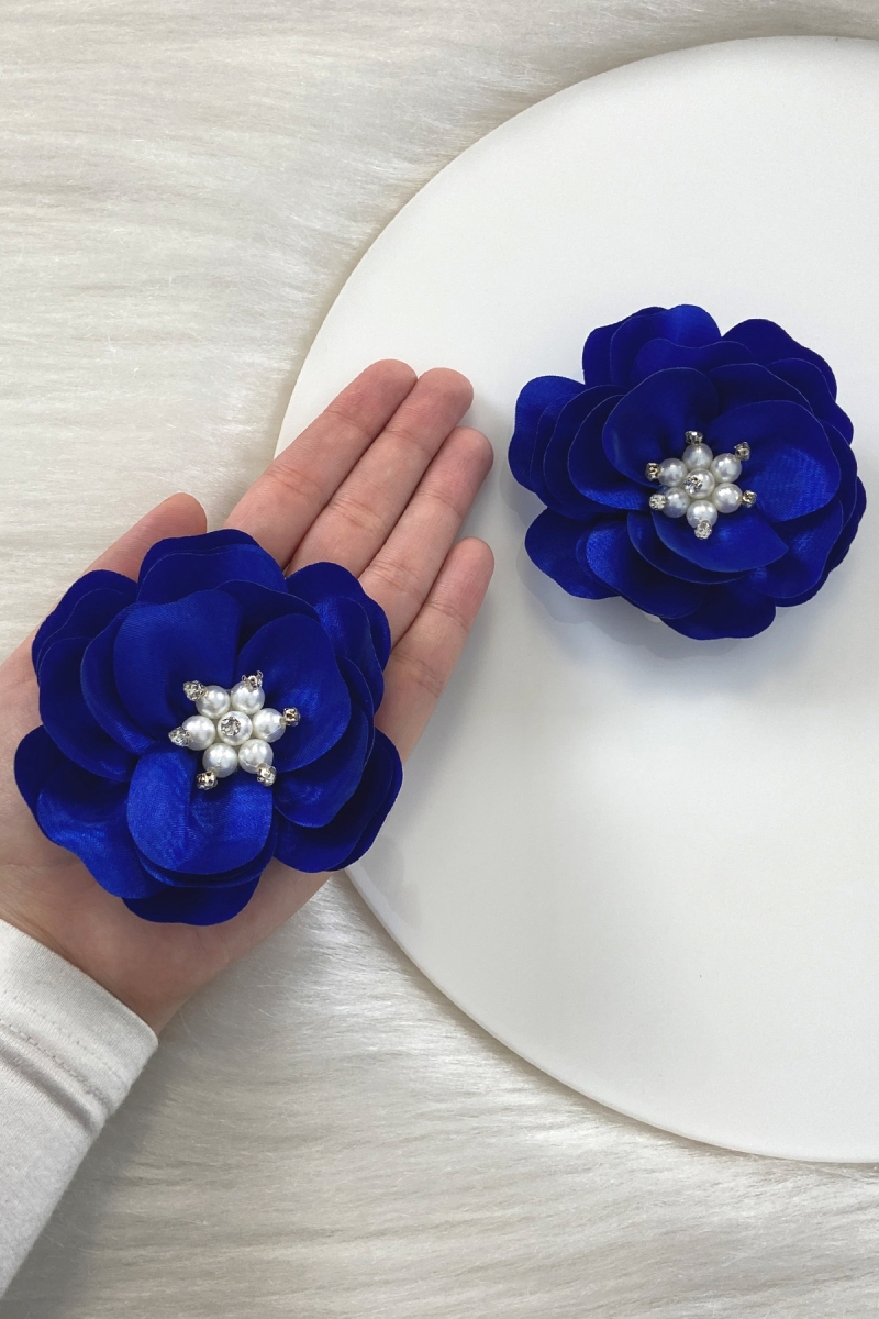 Saks Mavi İncili Parlak Taşlı Gelin El Gülü, Damat, Nedime Bileklik, Düğün Kına Söz Bride, 2 Adet