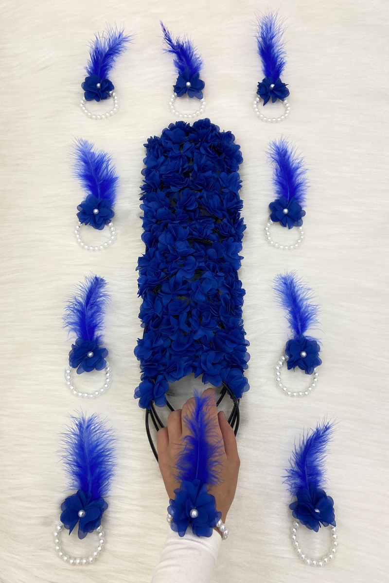 Saks Mavi Nedime Bilekliği 5 Adet, Nedime Tacı(Plastik) 5 Adet, Bekarlığa Veda Partisi, 10 Parça Set