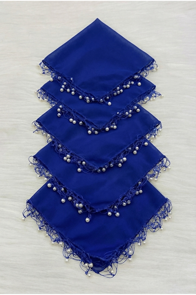 Saks Mavi Şifon Gelin Damat Mendili, Düğün Halay Nedime Bride Parti Kına Nişan Sünnet Hediye, 10Adet