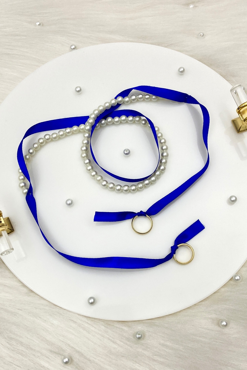 Saks Mavi Söz Nişan Yüzük Kurdelesi, Dökülen İncili, Gelin Damat